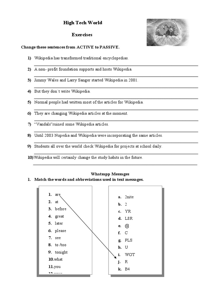 High Tech World Student's Worksheet | PDF | Wikipedia | Data Processing