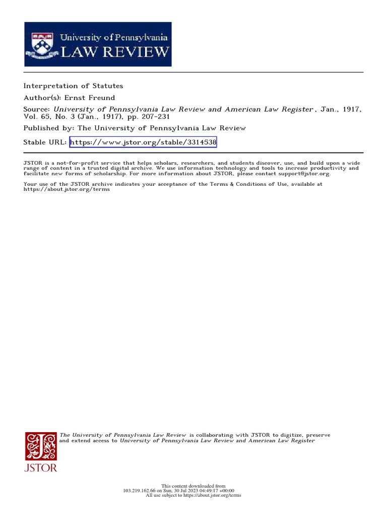 Interpretation Statutes 1917 | PDF | Statutory Interpretation | Common Law