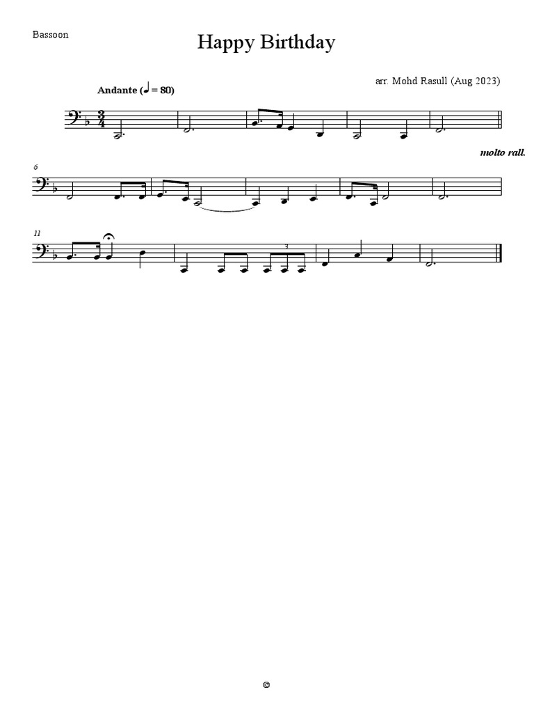Happy Birthday 010 Bassoon PDF