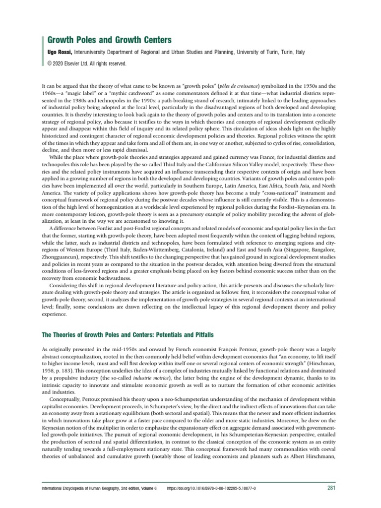 Growth Pole Ugo Rossi, 2020. Growth Pole and Growth Centers