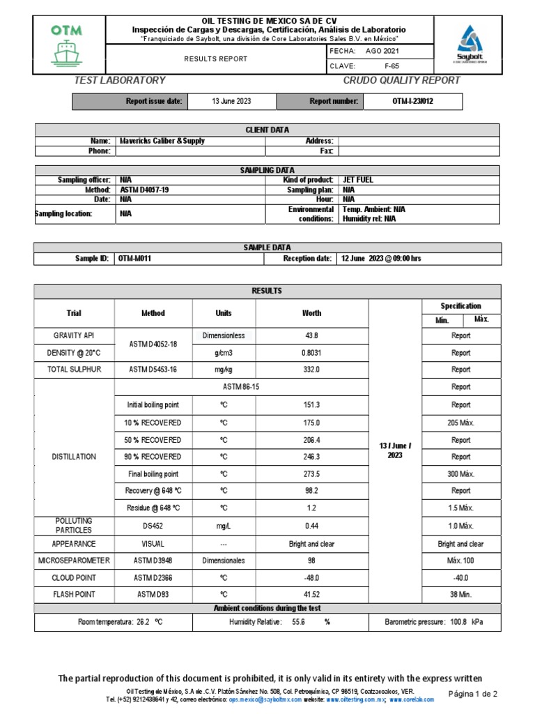 Quality Certificate Jet Fuel | PDF | Chemical Process Engineering ...
