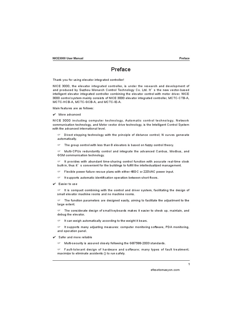 Inovance Monarch Nice3000 Elevator User Manual 7 en PDF Elevator