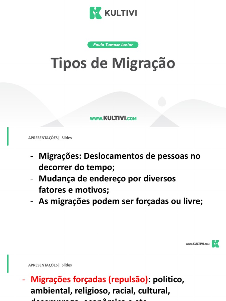 Tipos de Migração e Seus Fatores | PDF | Migração humana | Brasil