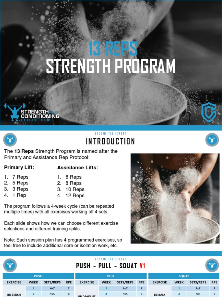 13 Reps Strength Program PDF Individual Sports Athletic Sports