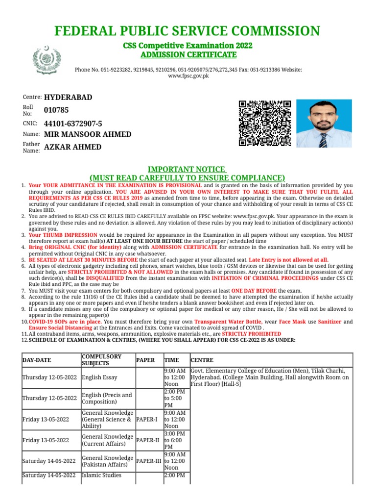 Https Online FPSC Gov PK FPSC Css Reports Css Ac Detail 2022 P PHP | PDF
