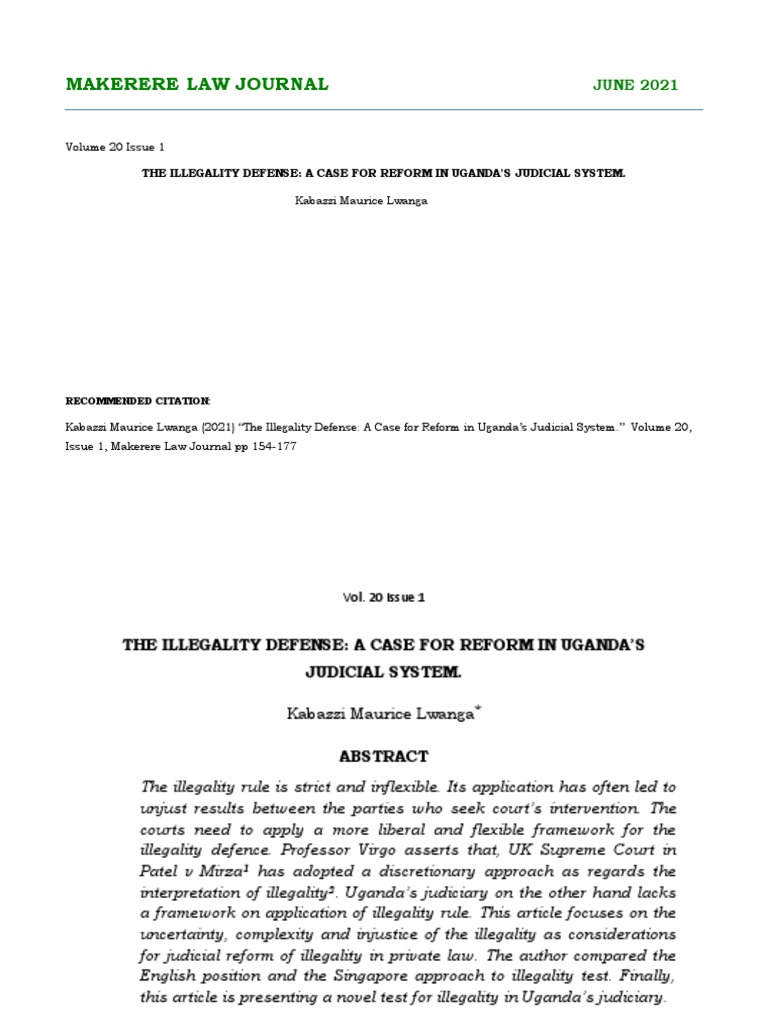 The Illegality Defense Pdf Burden Of Proof Law Common Law