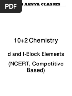 D and F Block Elements 2022 - +2 Chemistry India (NCERT)