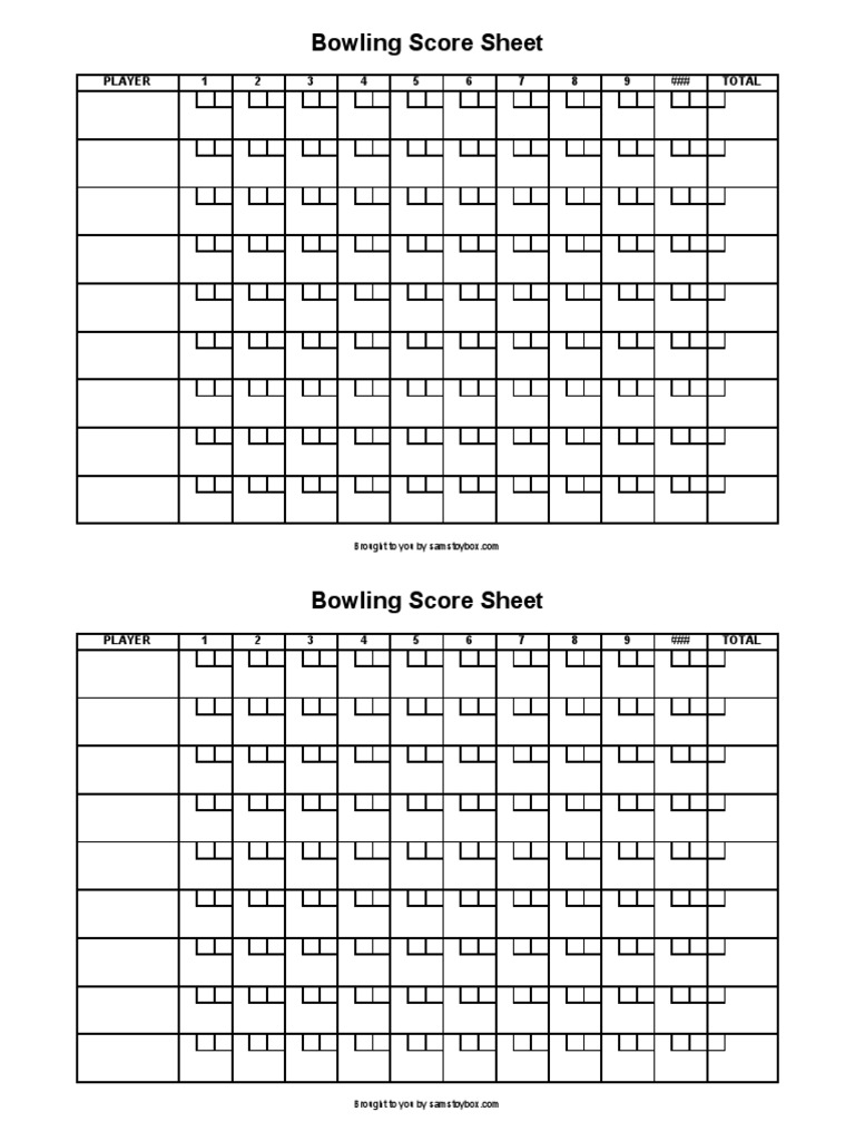 bowling score sheet template | pdf