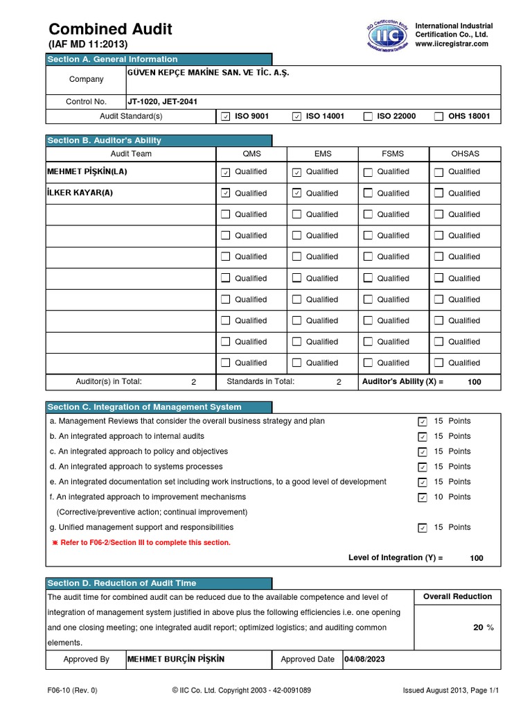 Combined Audit PDF Audit Systems Science