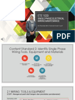 Content Standard 2 Identify Single Phase Wiring Maintenance Tools, Equipment and Materials