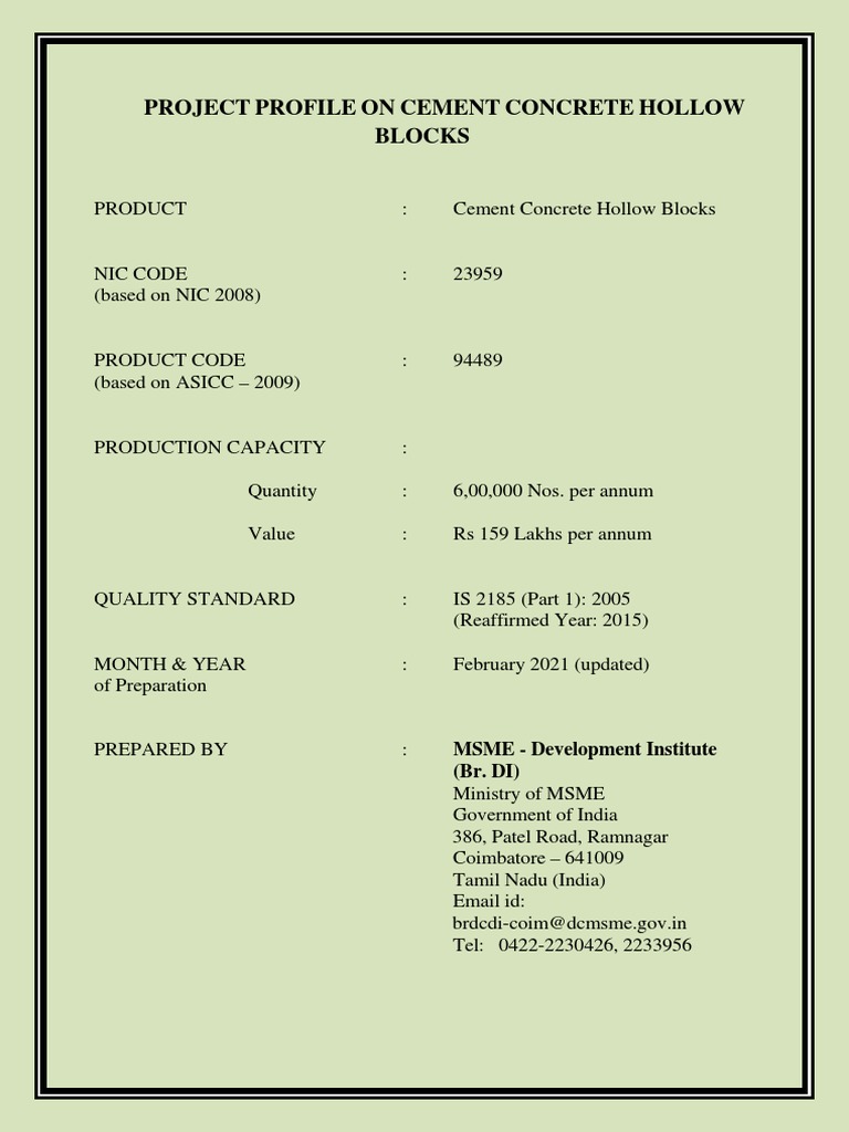 Cement Concrete Hollow Blocks Overview | PDF | Concrete | Cement