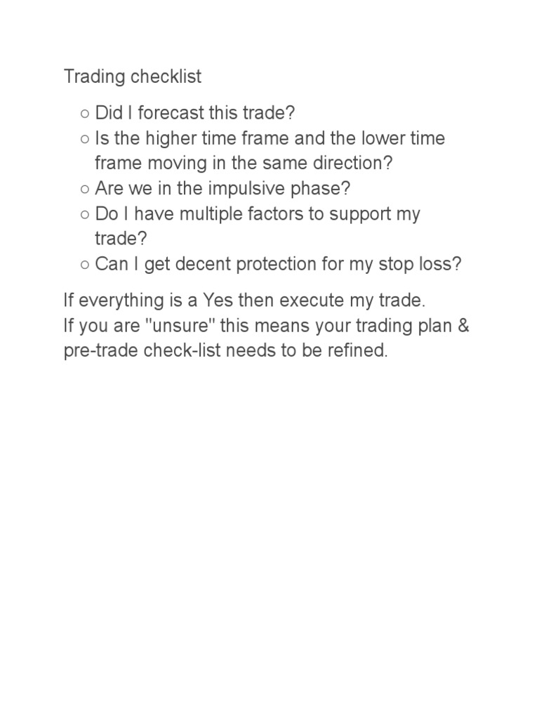 Trading Checklist PDF