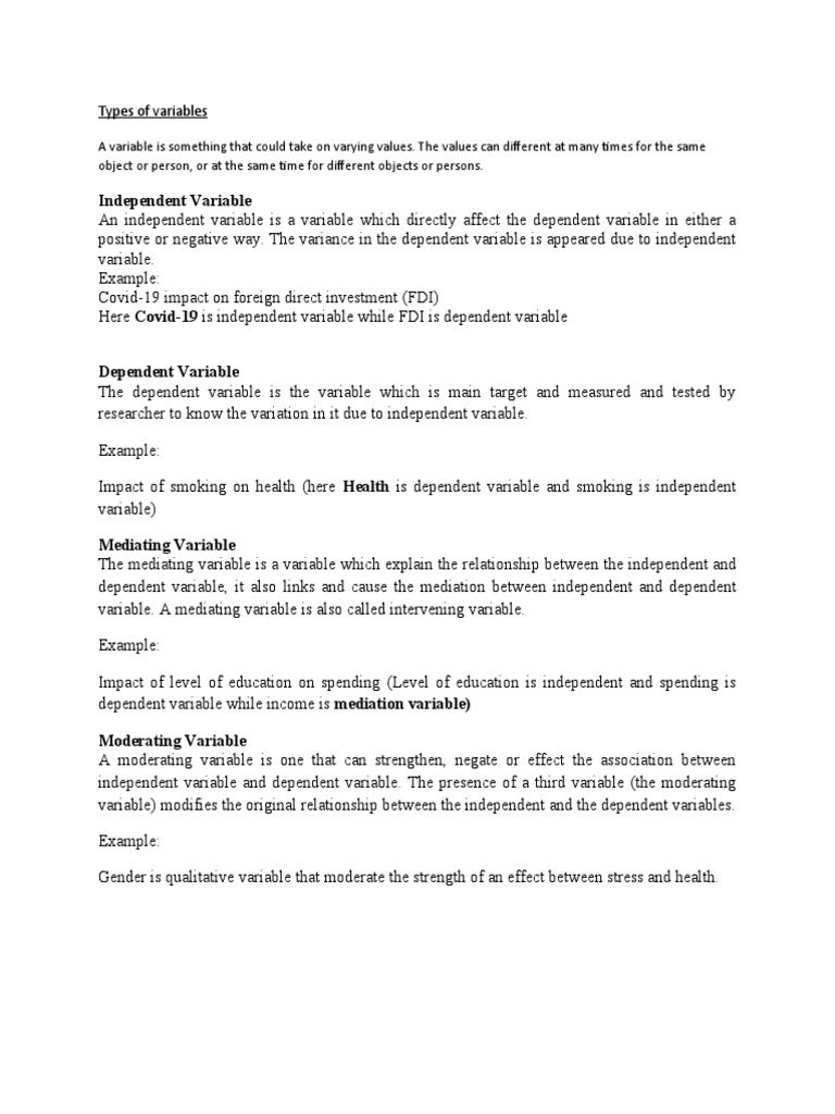 Types of Variables | PDF