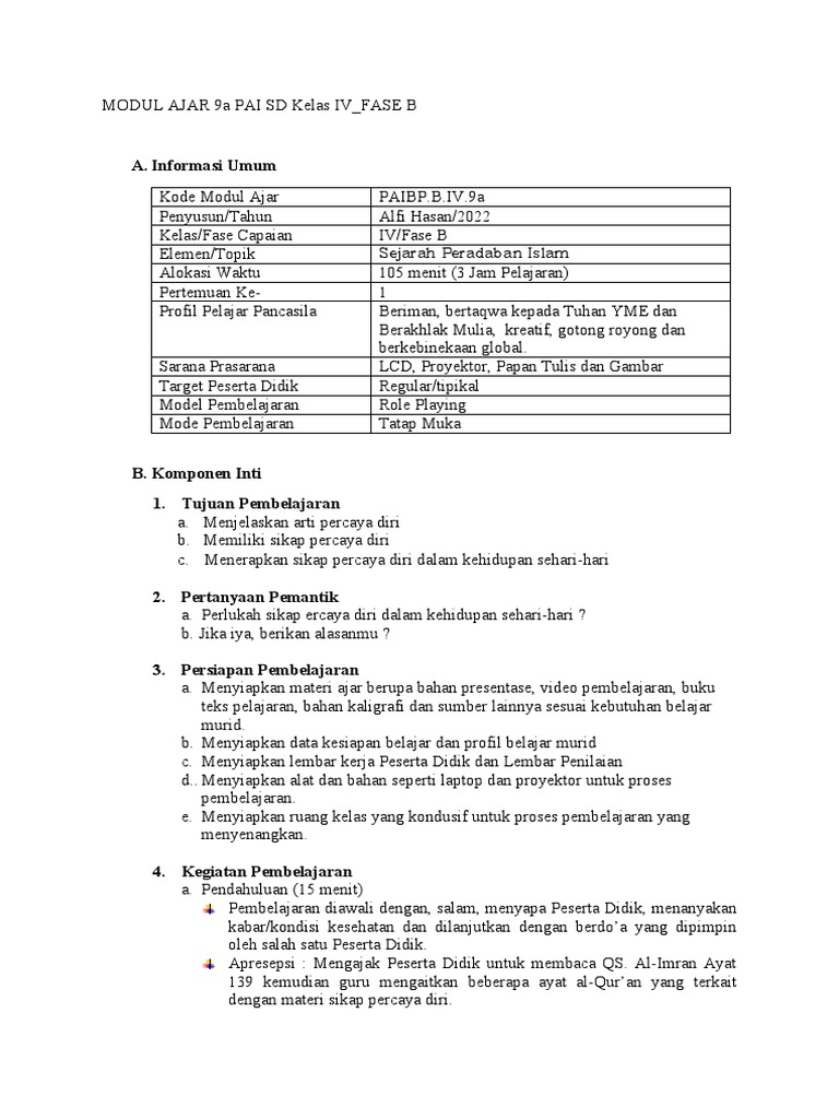 Modul Ajar Pai Bab 9 | PDF