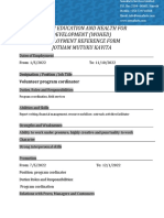 Employment Reference Form - Women Education and Health For Development (WOHED)