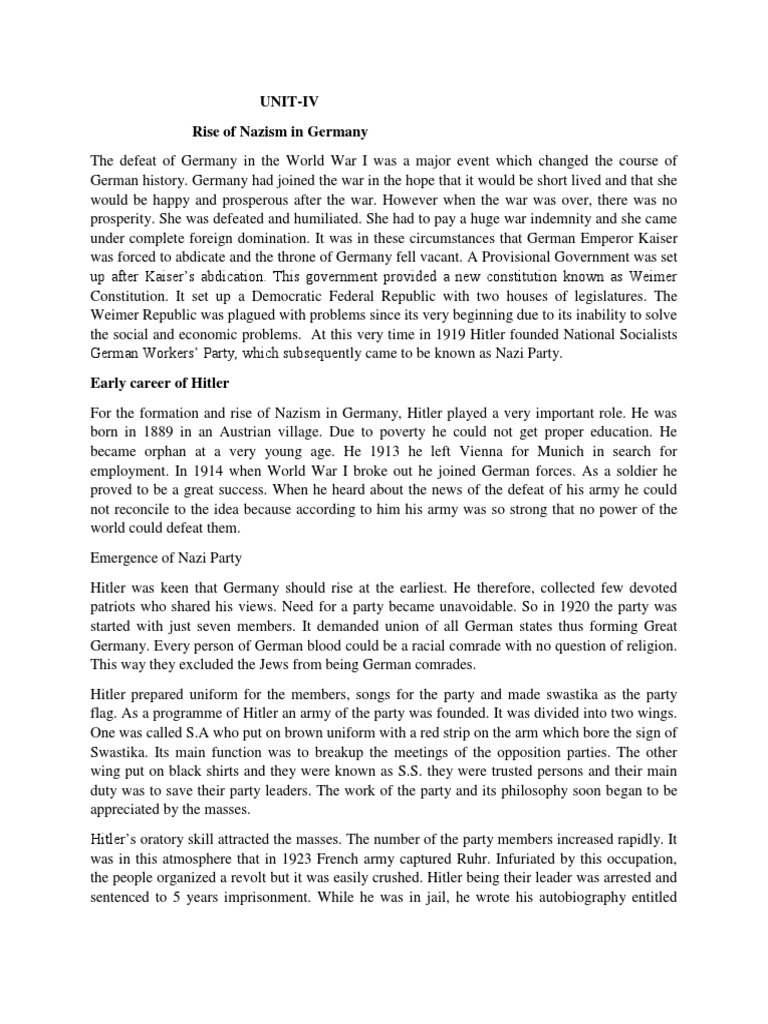 Rise of Nazism in Germany | PDF | Nazi Germany | Nazi Party