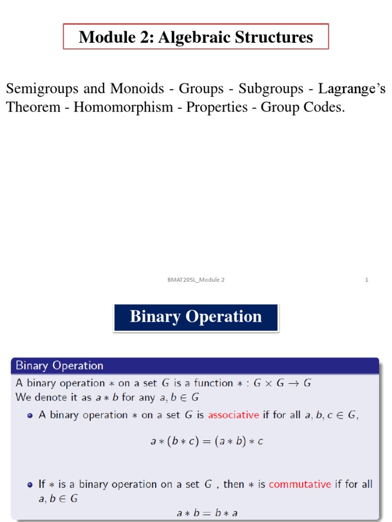Module 2 - Notes | PDF | Group (Mathematics) | Module (Mathematics)