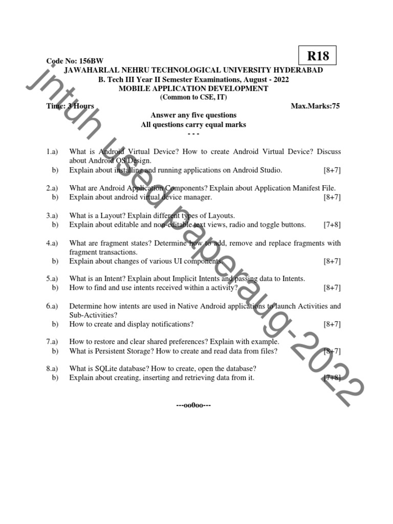 Mobile App Development Exam 156BW | PDF | Android (Operating System ...