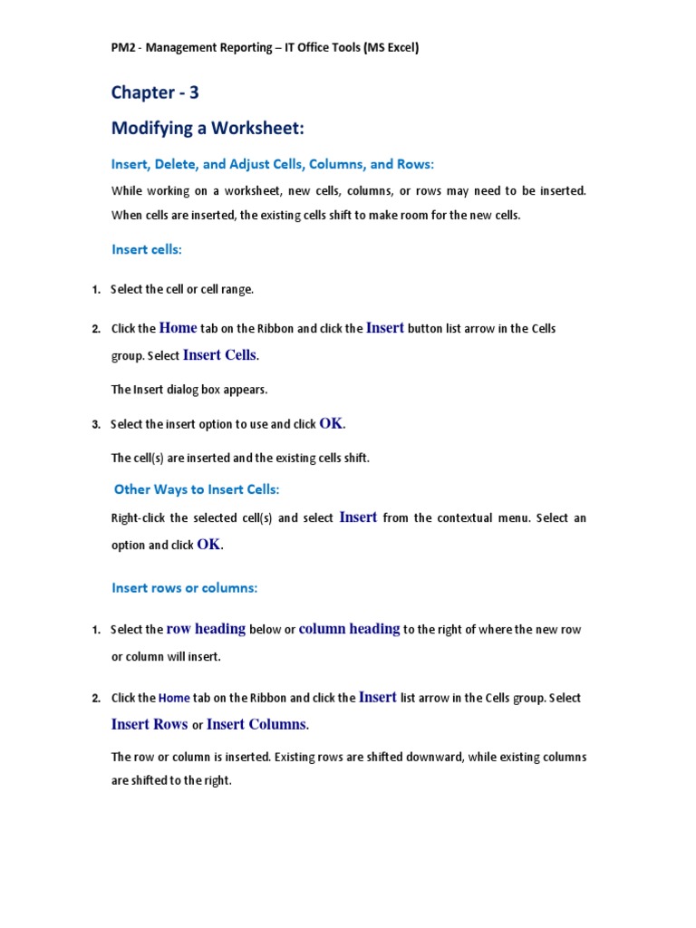 Excel Chapter - 3 | PDF | Spelling | Microsoft Excel