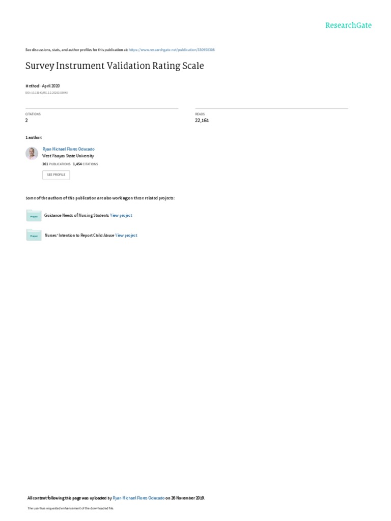 Survey Instrument Validation Rating Scale PDF