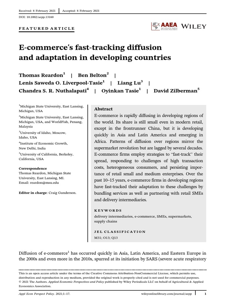 Fast-Tracking E-Commerce in Developing Countries | PDF | E Commerce ...