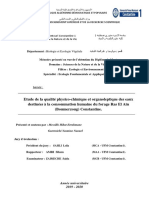 Etude de La Qualité Physico-chimique Et Organoleptique Des Eaux Destinées à La Consommation Humaine Du Forage Ras El Ain (Boumerzoug) Constantine.