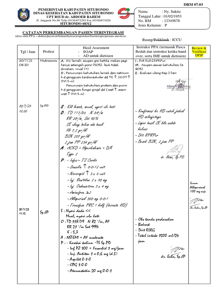 Contoh CPPT untuk Perawat dan Apoteker | PDF