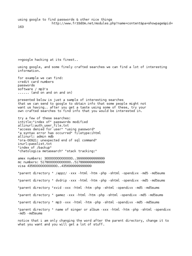 Inurl Passwd Filetype Txt
