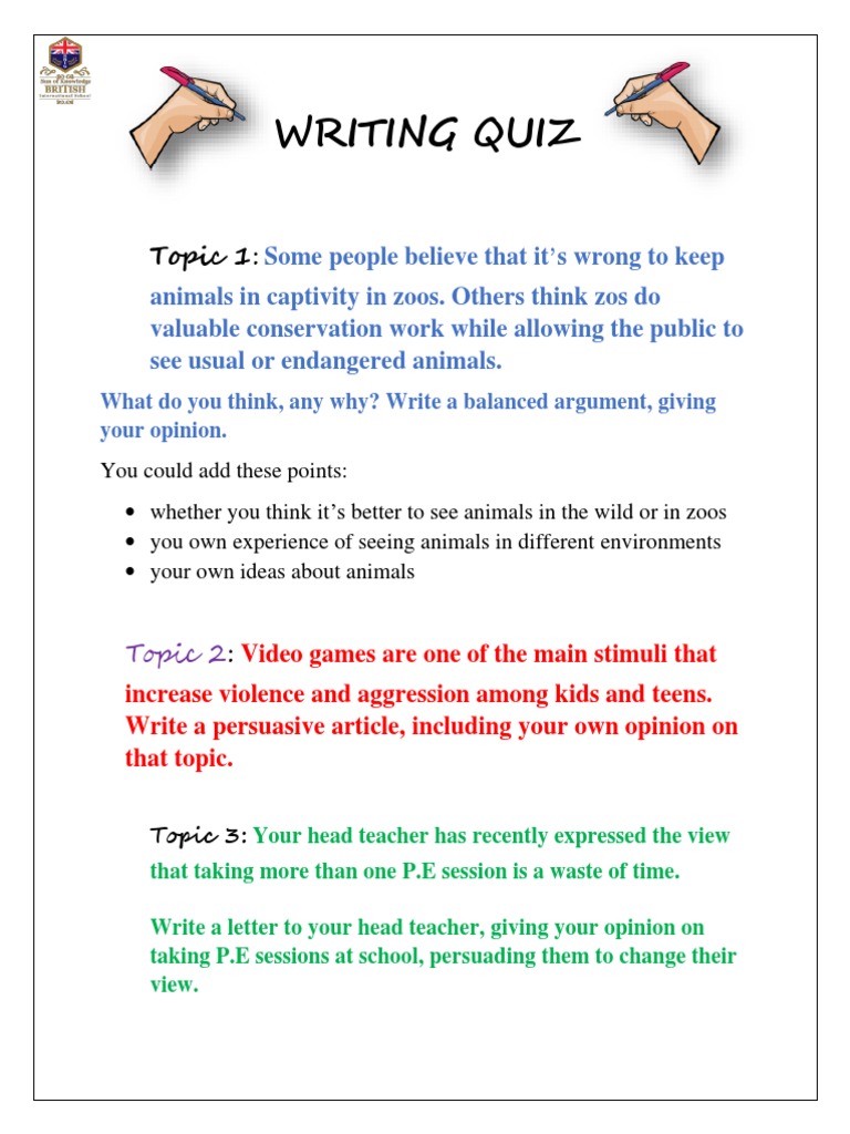Writing Quiz | PDF