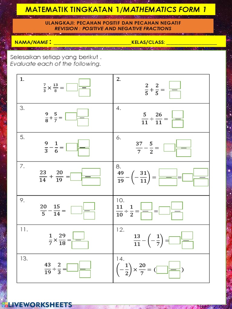 Latihan Pecahan Positif dan Negatif | PDF
