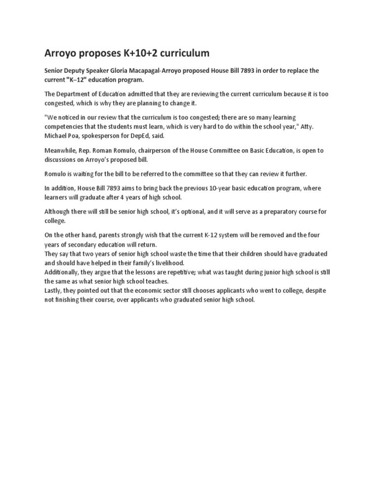 News article k 10 2 curriculum example pdf