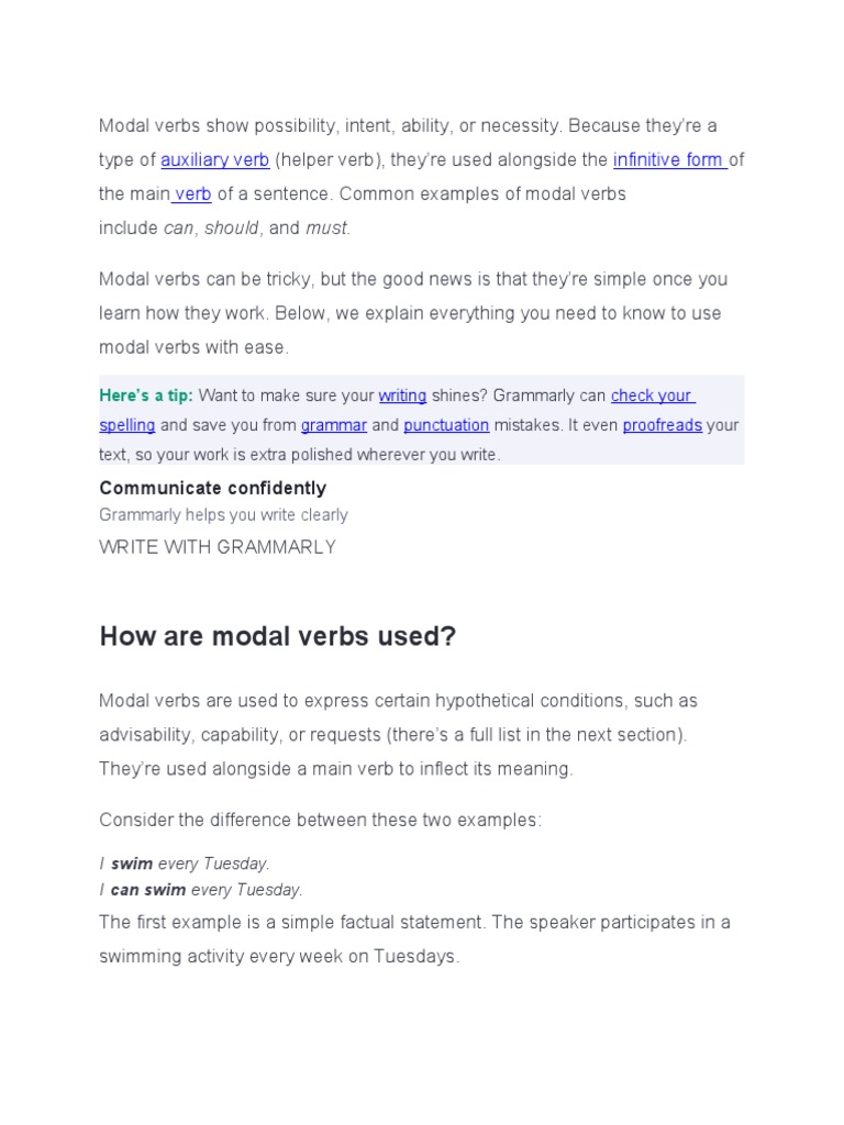 Modal Verbs Notes | PDF | Perfect (Grammar) | Verb