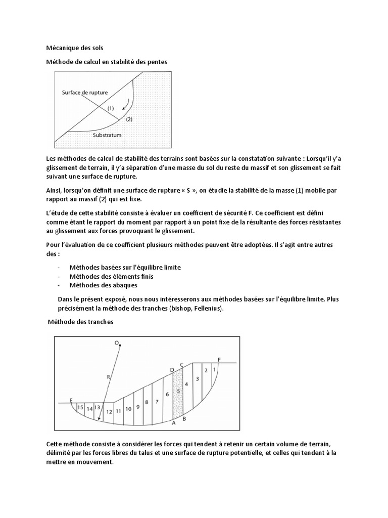 Méthodes de Stabilité des Pentes | PDF | Mécanique des sols | Mécanique ...