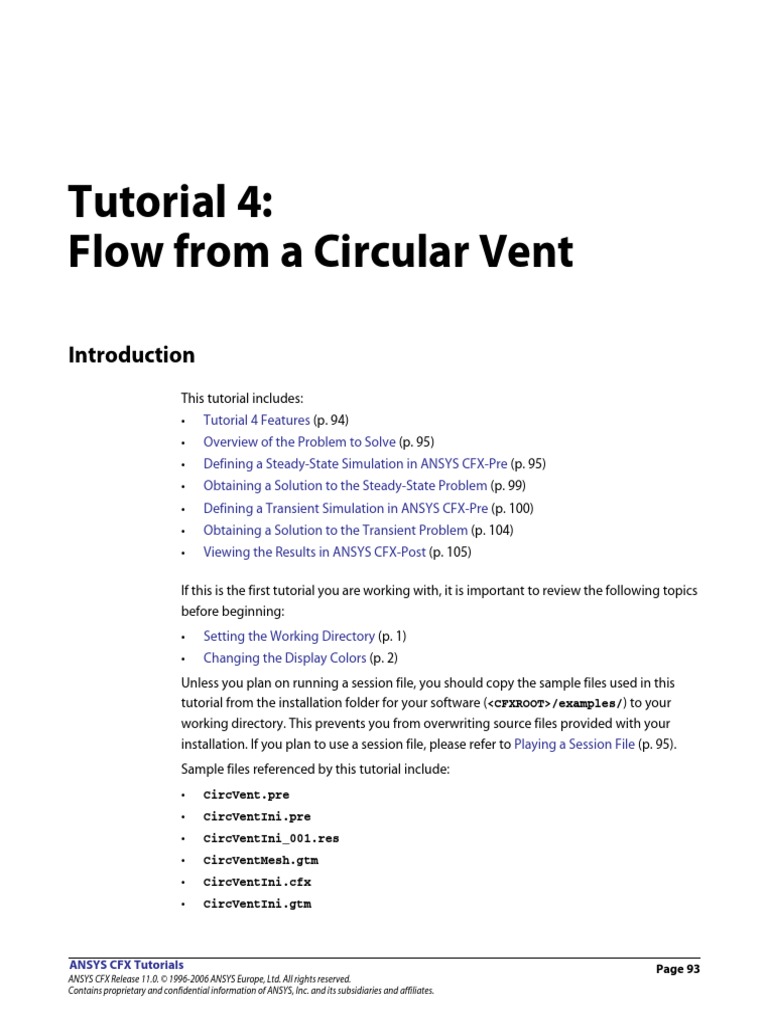 ANSYS CFX Tutorial: Circular Vent Flow | PDF