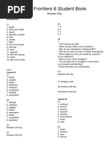 New Frontiers 6 Student Book AnswerKey