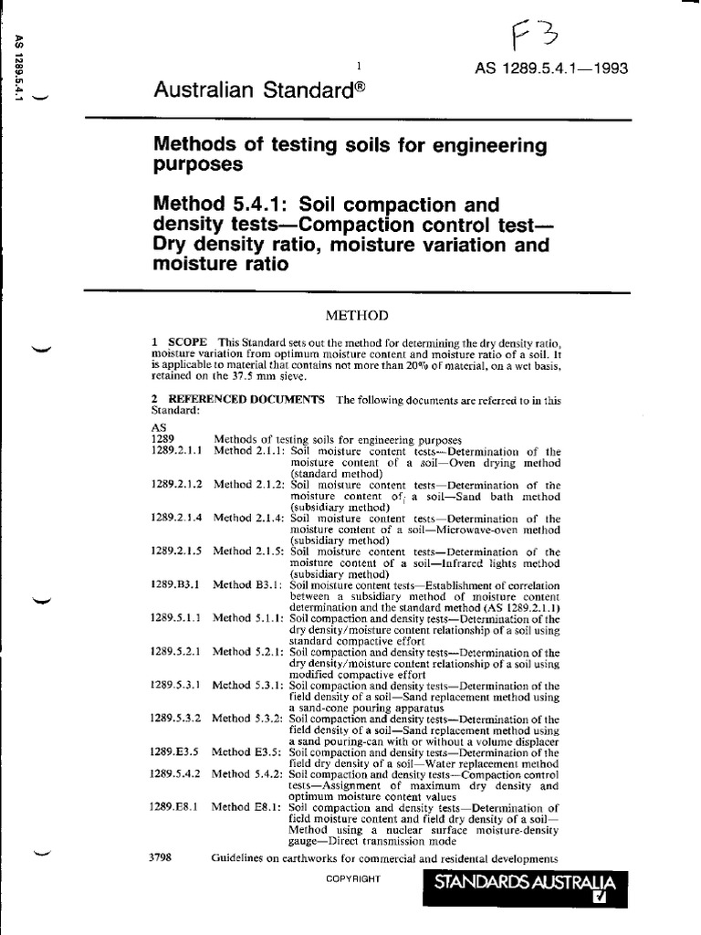 AS 1289.5.4.1 - 1993 Methods of Testing Soils For Engineering Purposes ...