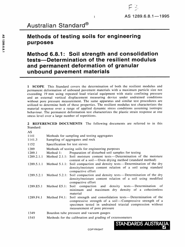 AS 1289.6.8.1 - 1995 Methods of Testing Soils For Engineering Purposes ...