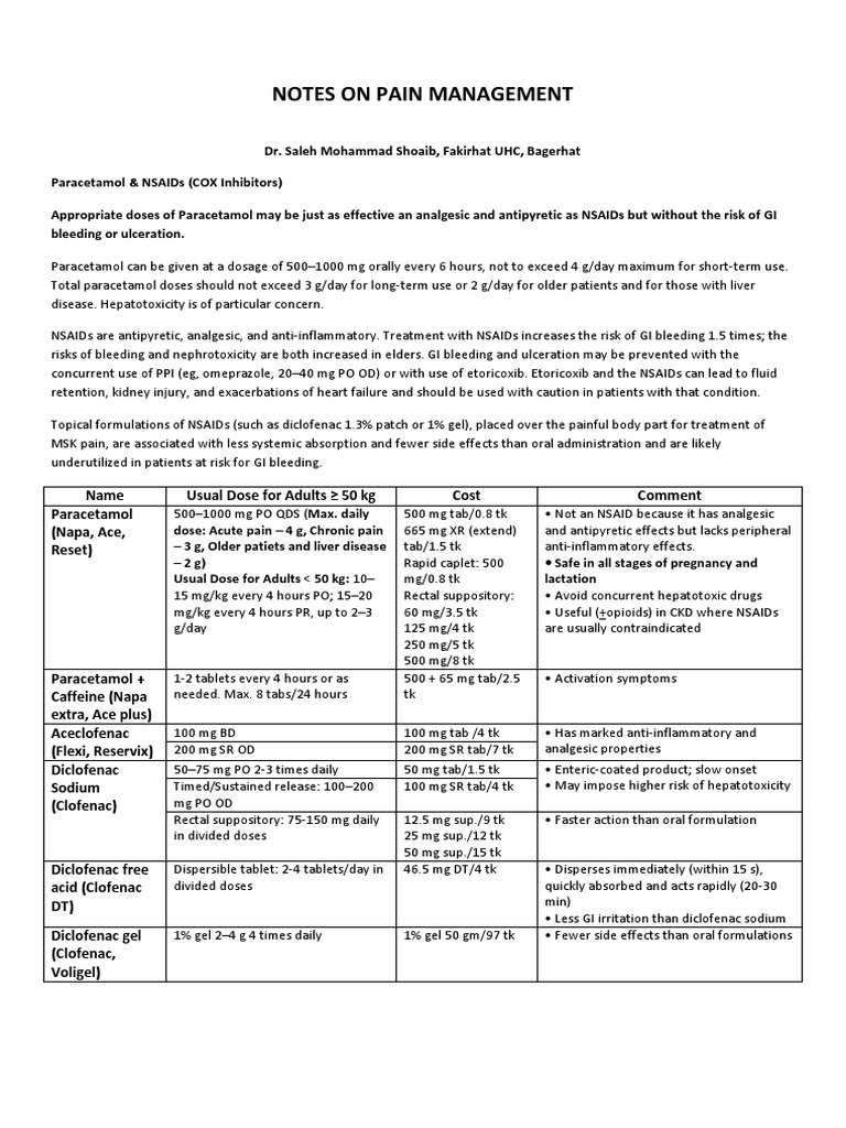 Pain Management Guidelines and Medications | PDF | Nonsteroidal Anti ...