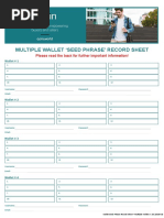 Wallet Seed Phrase Record Sheet Multiple Wallets V1.0 2020 03