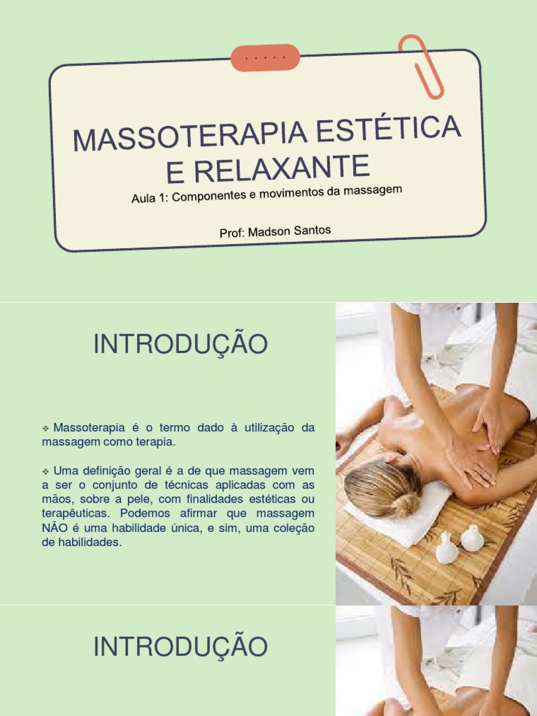 Fundamentos da Massoterapia e Técnicas | PDF | Massagem | Dor