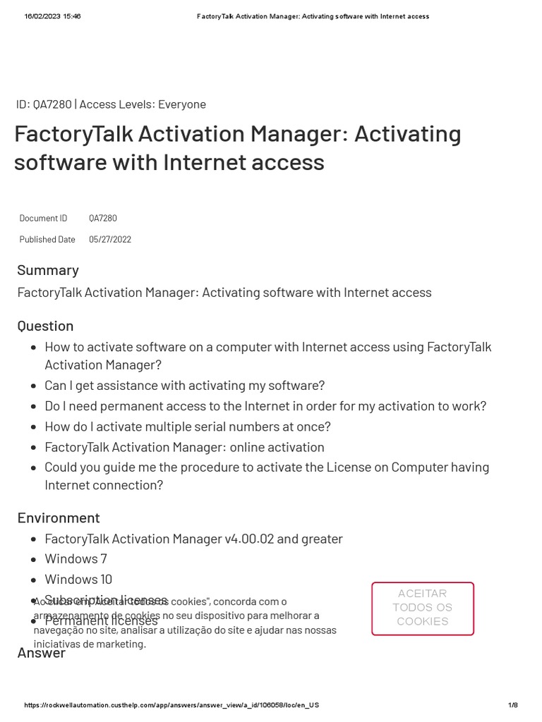 FactoryTalk Activation Manager - Activating Software With Internet ...