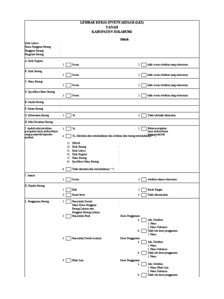 Lembar Kerja Inventarisasi BMD | PDF