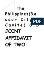 Rofthe Philippines) B A Coor City, Cavite) S.S: Joint Affidavit of Two