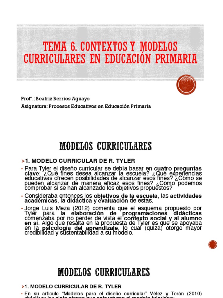 Modelos Curriculares en Educación Primaria | PDF | Plan de estudios ...