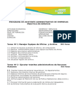 Programa Asistente Administrativo de Empresas Practica en Servicio