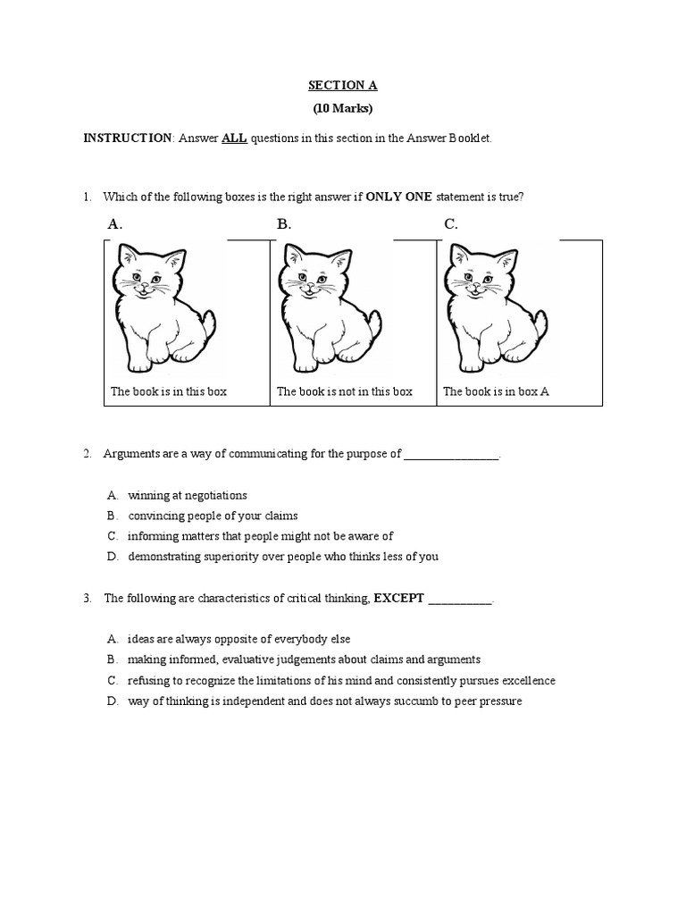 critical thinking final exam