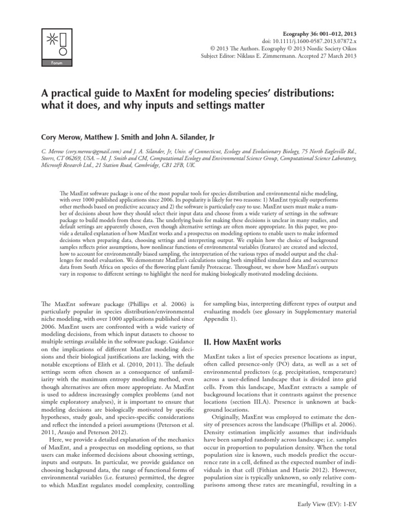 A Practical Guide To MaxEnt | PDF | Dependent And Independent Variables ...