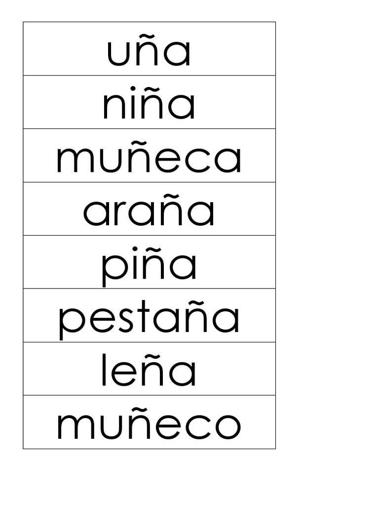Tarjetas de Palabras Con Ññ | PDF