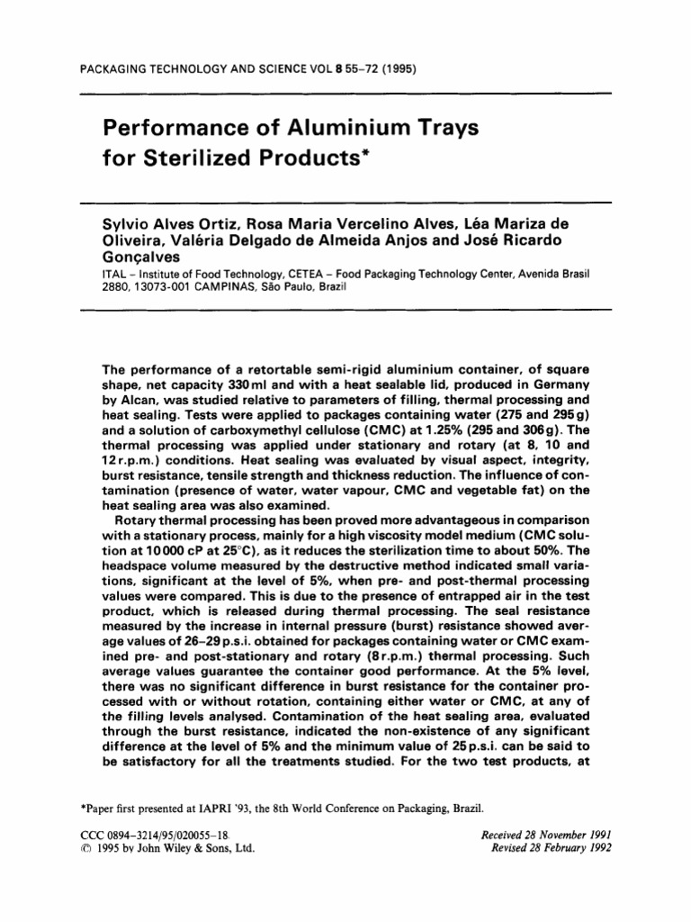 Aluminium Tray Performance in Sterilization | PDF | Coefficient Of ...