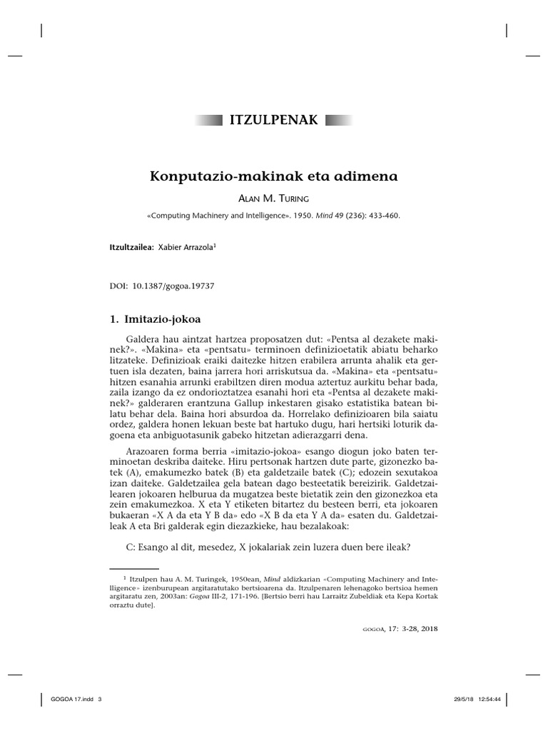 Computing Machinery and Intelligence PDF